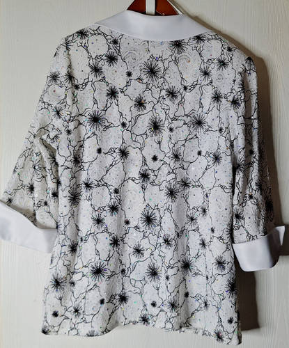 Collection Size 16 Sequin Jacket & Tank Top Set Lace Floral Black & White Lined - Picture 7 of 23