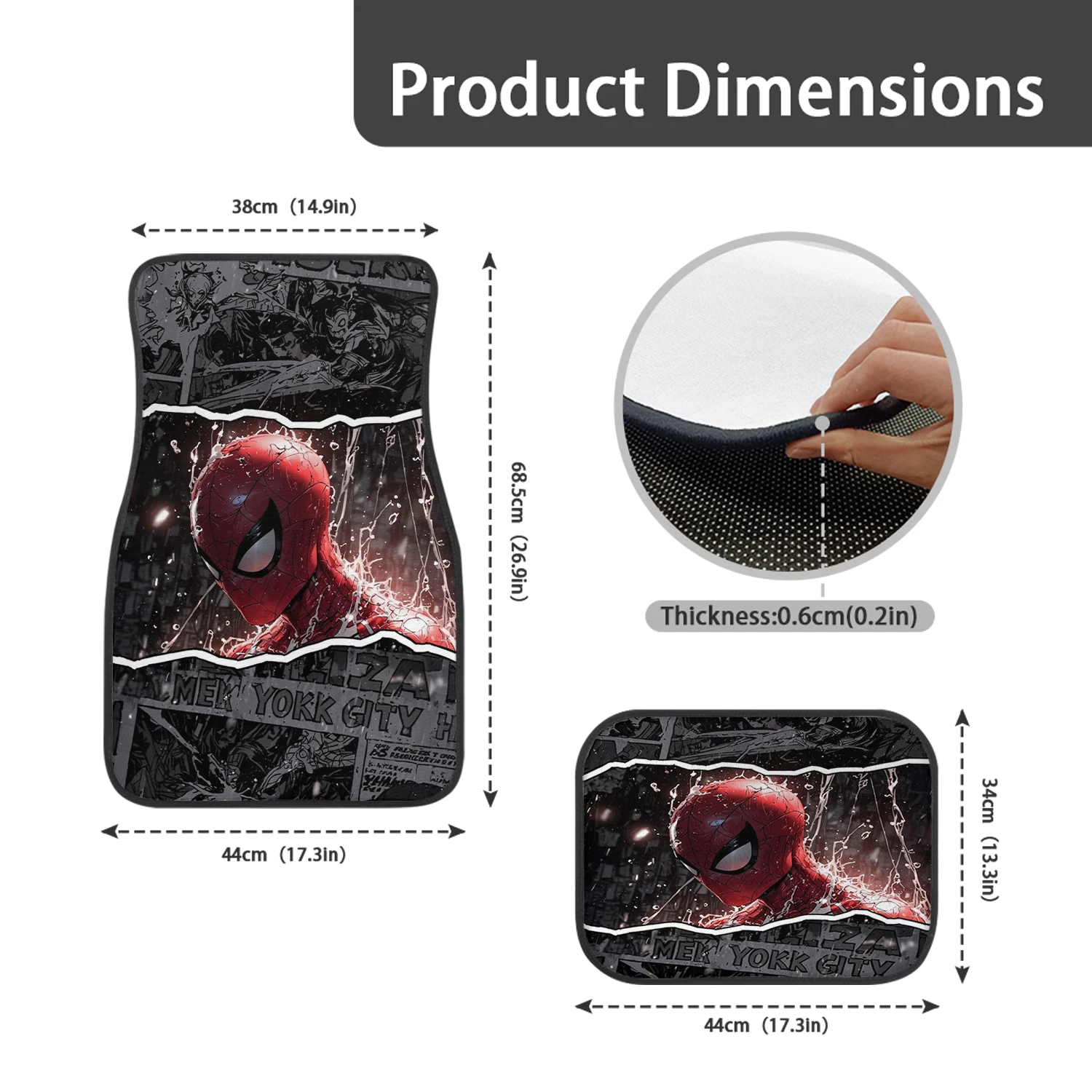 Spider Man Car Floor Mats, Marvel Comic Auto Accessories for Car Interior
