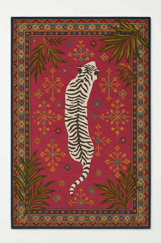 Handmade Boho Tiger Rug – 5x8 Hand Tufted Wool Carpet for Bedroom or Living Room - Picture 4 of 7