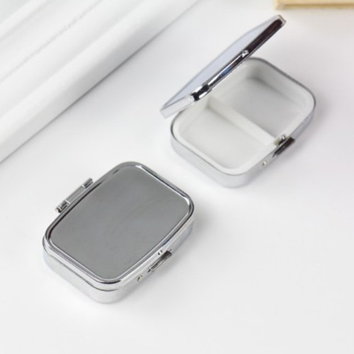Pill Box Tablet Case Silver Container Metal Organizer Round/rectangular - Picture 5 of 16