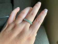 Natural Type A Jadeite Band Ring 02 - Clear Water Green Burmese Waxy-Icy - US 7