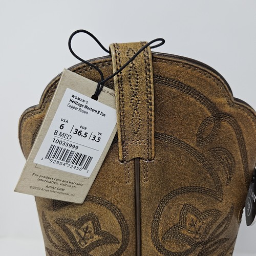 Botas vaqueras para mujer ARIAT Heritage punta R talla 6 10035999 marrón cobre - Imagen 7 de 10