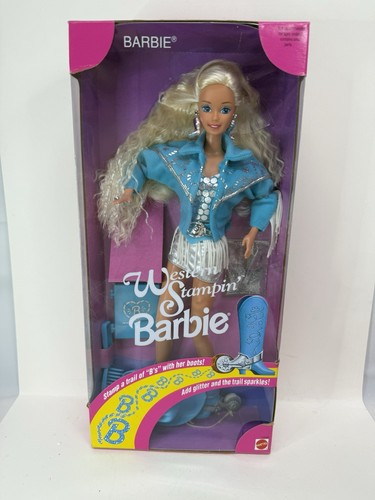 NRFB Vintage 1993 Western Stampin' Barbie Doll #10293 1990s Cowgirl Boots Stamp - Picture 2 of 7