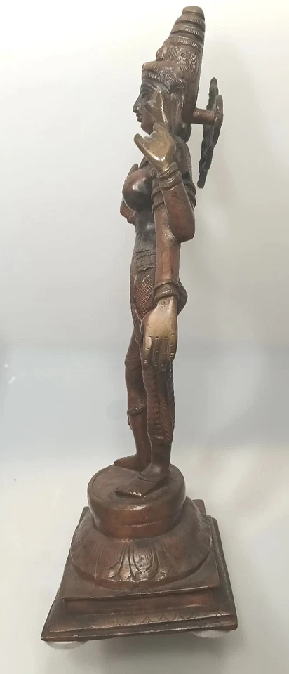 Ídolo Shiva-Parvati de bronce fundido del siglo XIX RARO Ardhanareshwara.c Foto 4 de 4