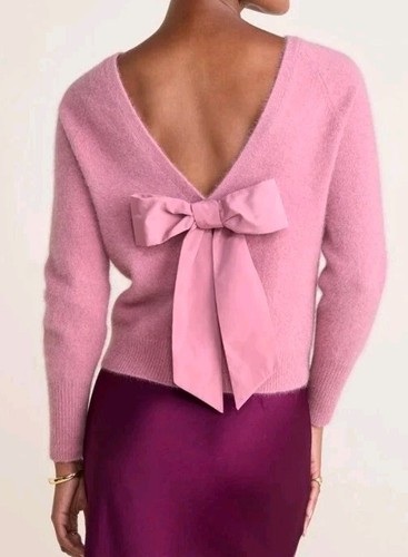 NEU Vineyard Vines Luxe Bow Back Pullover Gr. M Mauve Rose Wolle Fuchs Mischung Langarm - Bild 1 von 15