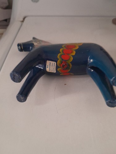 Vintage AKTA G.A. Olsson Swedish Dala Horse 6" with Original Label. Blue - Picture 7 of 10