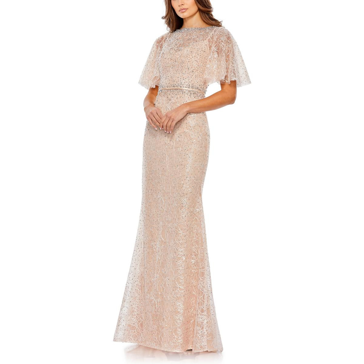 Женское розовое сетчатое вечернее платье Mac Duggal с вышивкой 12 BHFO 6234