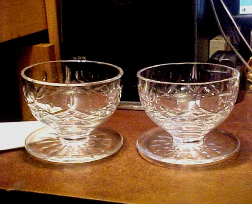 # 3 Pair Of 2 Vintage 3" Waterford Crystal Lismore Pattern Footed Dessert Bowls