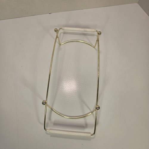 Vintage Pyrex Bluebird Oval Casserole Holder Craddle Gold White Handles - Picture 6 of 11