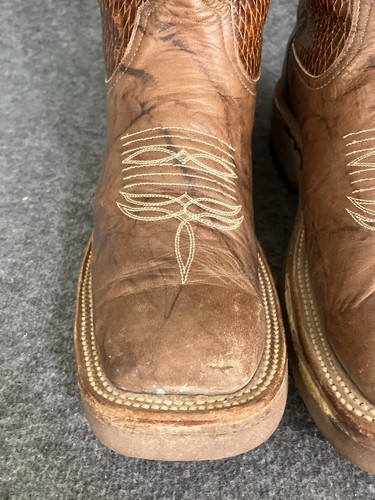 Handmade Homemade Western Boots Women’s 8 Brown Leather Cowboy Square Toe ISSUES - Picture 3 of 24