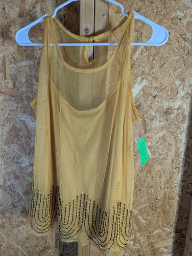 Jennifer Lopez Sexy top women's Large Cami gold Yellow Embellished bead NWT JLO - Picture 3 of 7