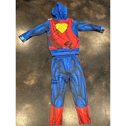 Boy's DC Superman 2 Pc Outfit Halloween Costume Set Hoodie & Pants Large 10/12 - Picture 2 of 2