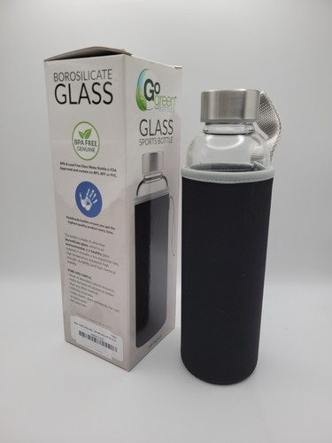 Water Bottle   Go Green Glass Water Bottles for Hot and Cold Beverages - Picture 1 of 3