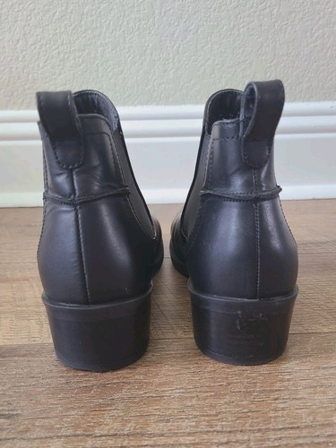 Steve Madden Chelsea Ankle Boots Black Leather Block Heel Size 9 M Pull On Goth - Picture 2 of 14
