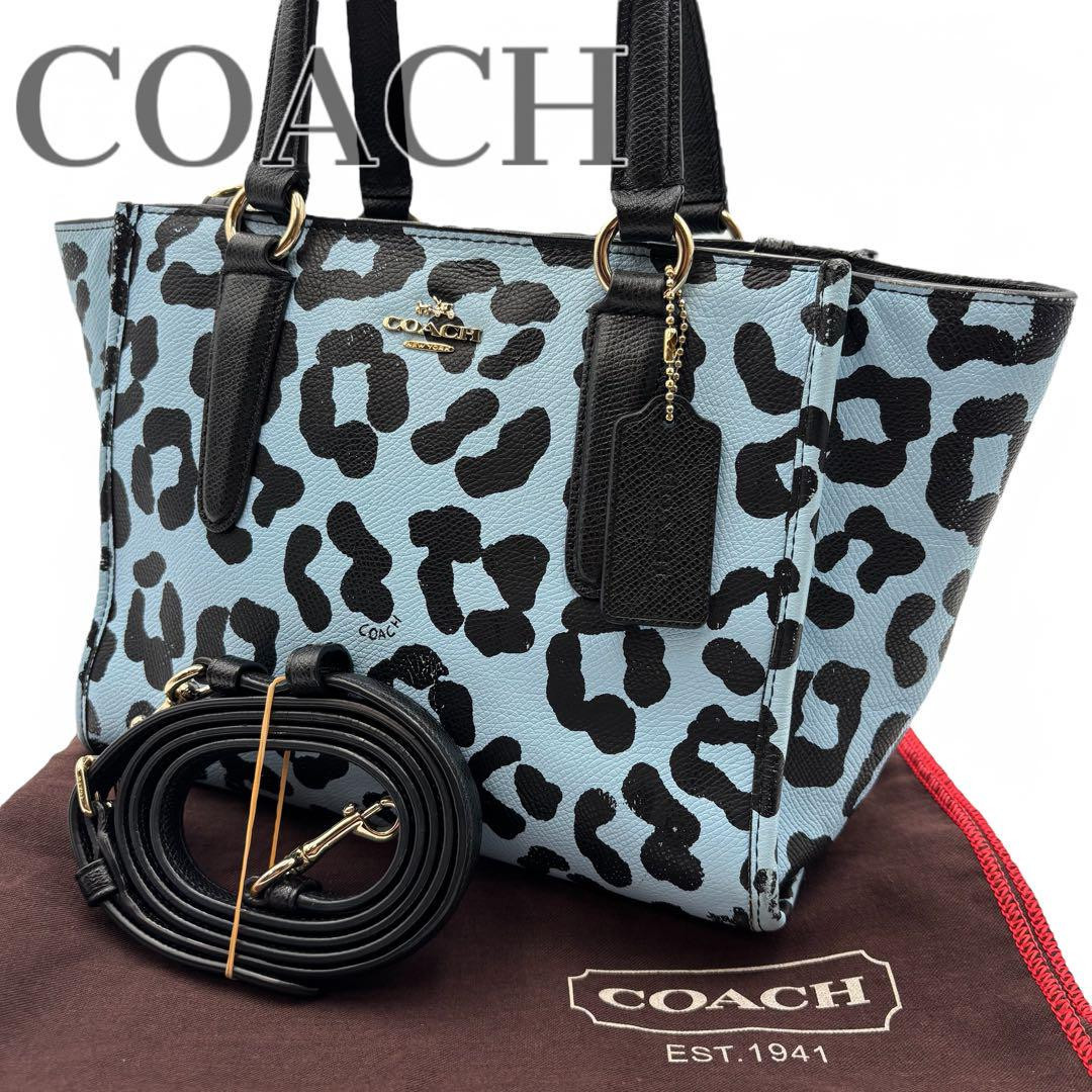 Coach 2way Shoulder Bag PVC Leather Leopard Total Pattern Coach 2way Shoulder Bag PVC Leather Leopard Total Pattern