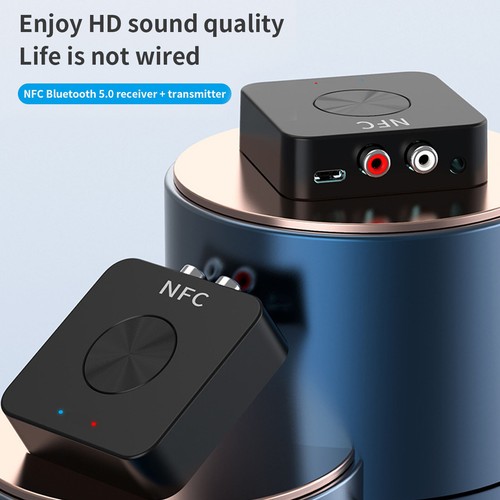 NFC BT 5.0 Wireless Audio Adapter AUX Receiving Transmitting Combo Hands Free FY - Afbeelding 2 van 24