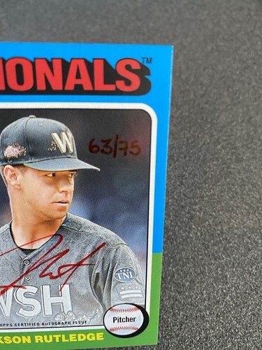 👑 2024 TOPPS HERITAGE HIGH NUMBER JACKSON RUTLEDGE RC TINTA ROJA/75 REAL ONE AUTO - Imagen 6 de 18
