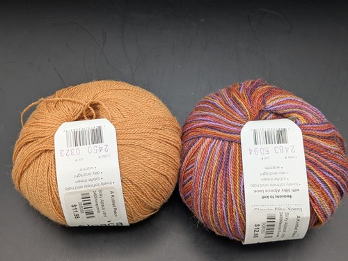 2 Classic Elite Silky Alpaca Lace Silk Blend Yarn Gold Purple Designer 50g - Picture 3 of 8
