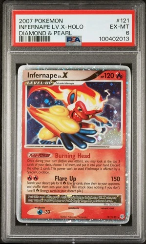 2007 POKEMON DIAMOND & PEARL #121 INFERNAPE LV.X-HOLO PSA 6