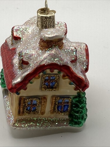 Old World Christmas Glass Holiday Home House Glitter Ornament - Picture 4 of 8