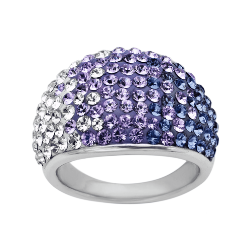 Crystaluxe Kuppelring mit Ombre Lavendelkristallen in Sterlingsilber - Bild 1 von 3