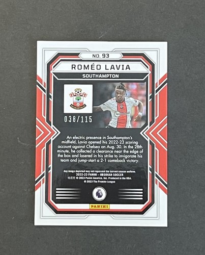 2022-23 Panini Obsidian #93 Romeo Lavia Prizm /115 RC - Picture 2 of 11