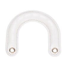 PU Leather Bag Handle, U-Shaped Handbag Handle with Iron Grommets, White