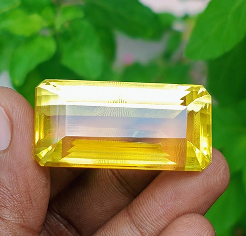 Piedra preciosa suelta certificada natural corte esmeralda enorme citrino de 151 quilates - Imagen 3 de 4