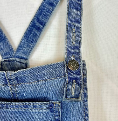 Cat & Jack Girls Distressed Denim Shorts Overalls / Size XL 14-16 - Picture 6 of 11
