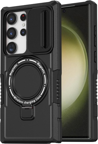 Elegante schwarze Magnet Hülle für Samsung Galaxy S23 Ultra mit Ständer Funktion - Bild 3 von 9