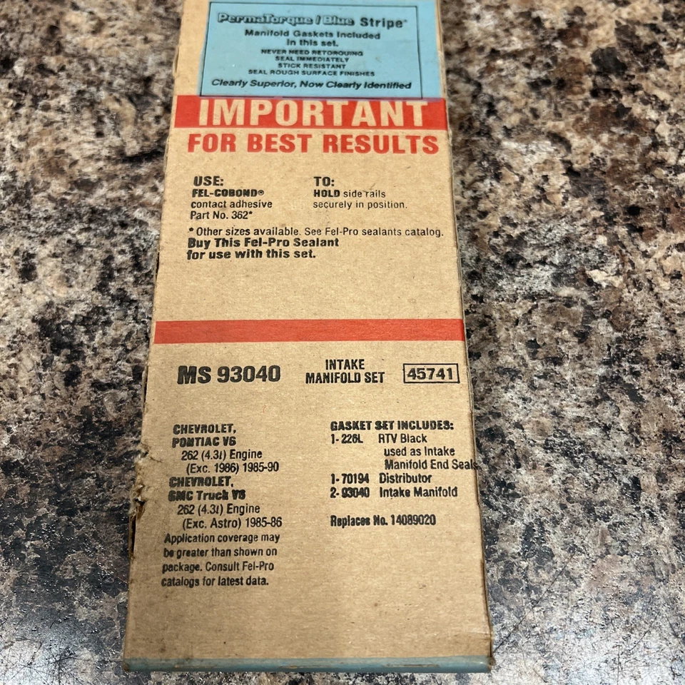 ¡Juego de juntas de colector de admisión de motor Fel-Pro MS93040! 🇺🇸 ¡Envío gratis! Foto 2 de 3