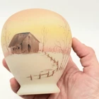 Fenton 100th Anniversary Small Bermese Vase Barn Landscape 12/150 Fredrick