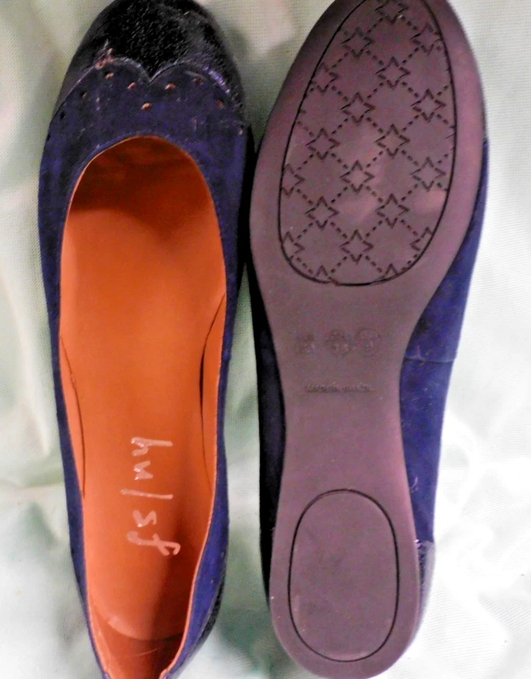 SUELA FRANCESA FS/NY BALLET PLANOS AZUL MARINO CUERO GAMUZA TALLADO PUNTERA 9M NUEVO Foto 4 de 4