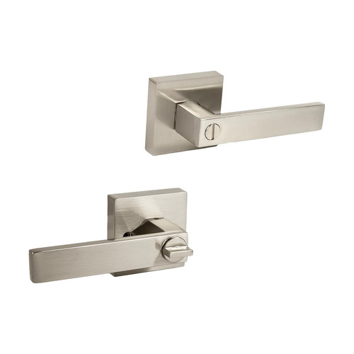 2x Privacy Sets Door Handle Satin Silver Nickel Square Modern Handles Doors - Picture 5 of 5