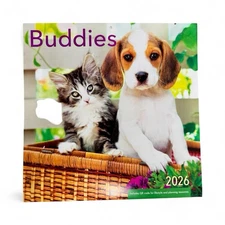 2026 BUDDIES 12” X 24” 16 Month Wall Calendar NEW SEALED (Puppies & Kittens)