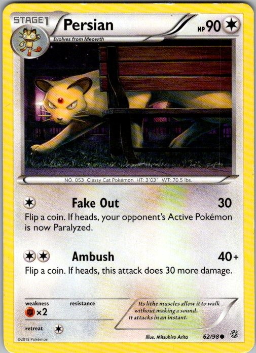 Persian 62/98 Common Ancient Origins Pokemon Lightly Played