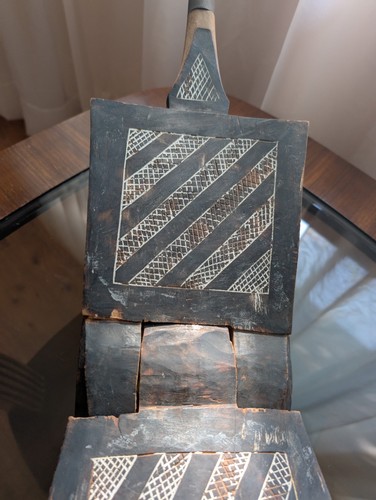 FASCINATING! 22" West African Coconut Husking STOOL Folding Antique Vintage - Picture 4 of 11