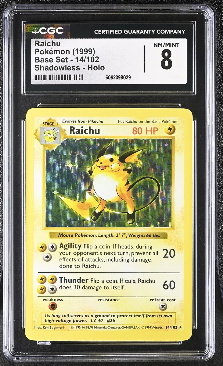 Raichu Pokémon TCG Shadowless Individual Collectible Card Game