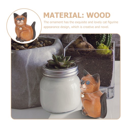 Adornos de gatito tallados en madera tallados en madera estatuas de gatos decoraciones de madera - Imagen 6 de 12