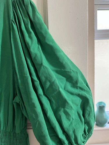 GEORGE ladies midi Bright Emerald Green elastic waist 3/4 sleeve Summer dress 16 - Picture 6 of 10