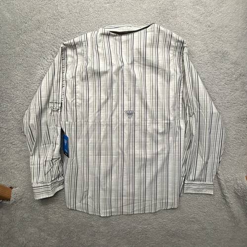Columbia Shirt Men XXL Gray Striped PFG Super Tamiami Performance Fishing Gear - Picture 10 of 13