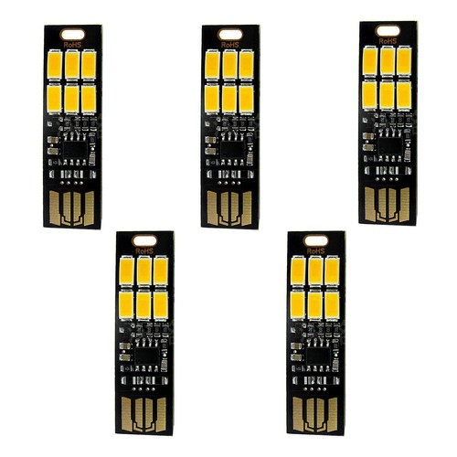 5x 6-LED USB Portable Keychain Lamp W/ Touch Dimming 1W 3200K Warm Light - Photo 2/8