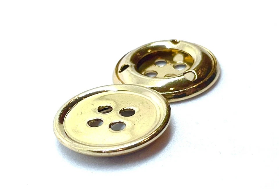 19mm X 5pcs Gold Round Metal 4 Hole Button Shiny Gold Light Weight - Image 2 of 4