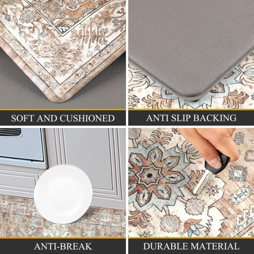 Anti Fatigue Kitchen Mat Set Of 2 Non Slip Kitchen Mats For Floor Cushioned Rugs - Picture 4 of 12