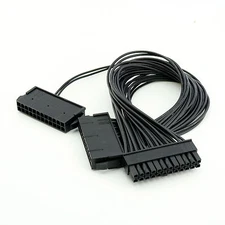 24Pin 20+4 Pin Dual PSU ATX Power Supply Adapter Cable Connector For Mining 1FT