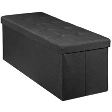 43 Inches Folding Storage Ottoman Bench Storage Chest Footrest Black 660 lbs
