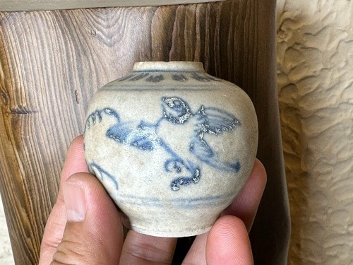 15-16th Century Annamese Chu Dau Blue & White Ceramic Vietnam Bird Flowers Jar - Picture 9 of 15
