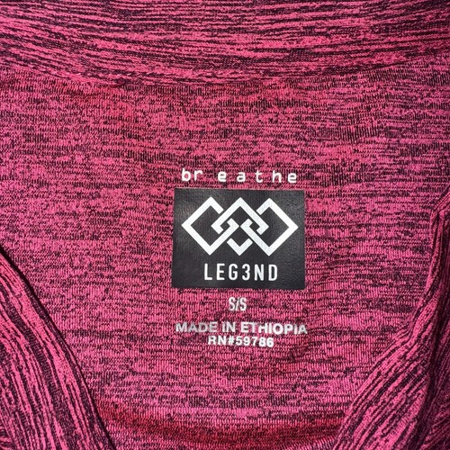 Leg3nd T-Shirt Mens Small Burgundy Heather Short Sleeve Crew Neck Regular Fit - Picture 3 of 4