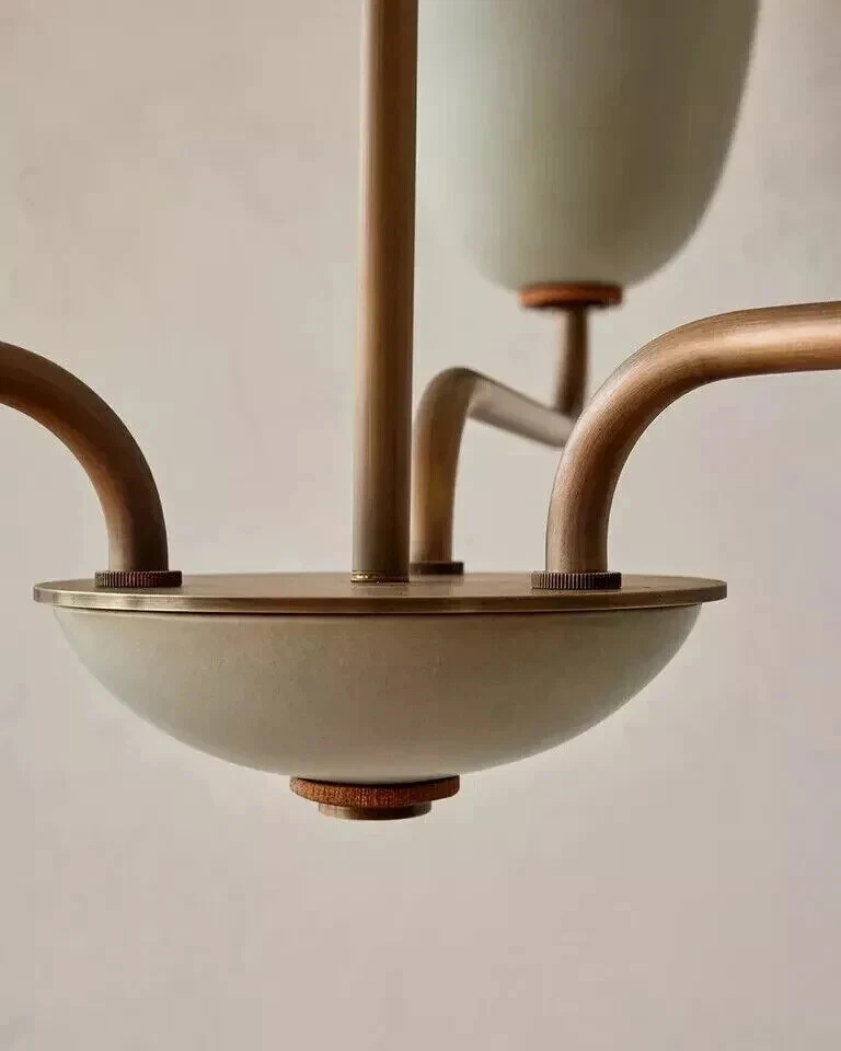 Lola Chandelier, handmade 3 light Walnut ball Large Ceiling décor fixture - Image 2 of 4