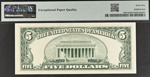 1950C $5 Federal Reserve Note PMG 65EPQ - Cleveland Gem-Uncirculated Fr 1964-D - Picture 3 of 3
